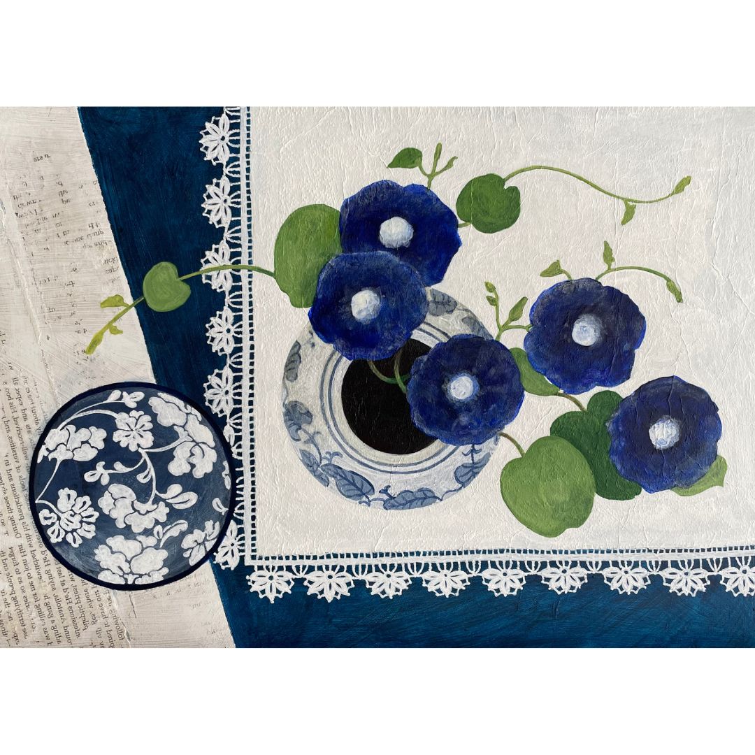 Blue Harmony | Floral Still Life | Mixed Media Original Artwork