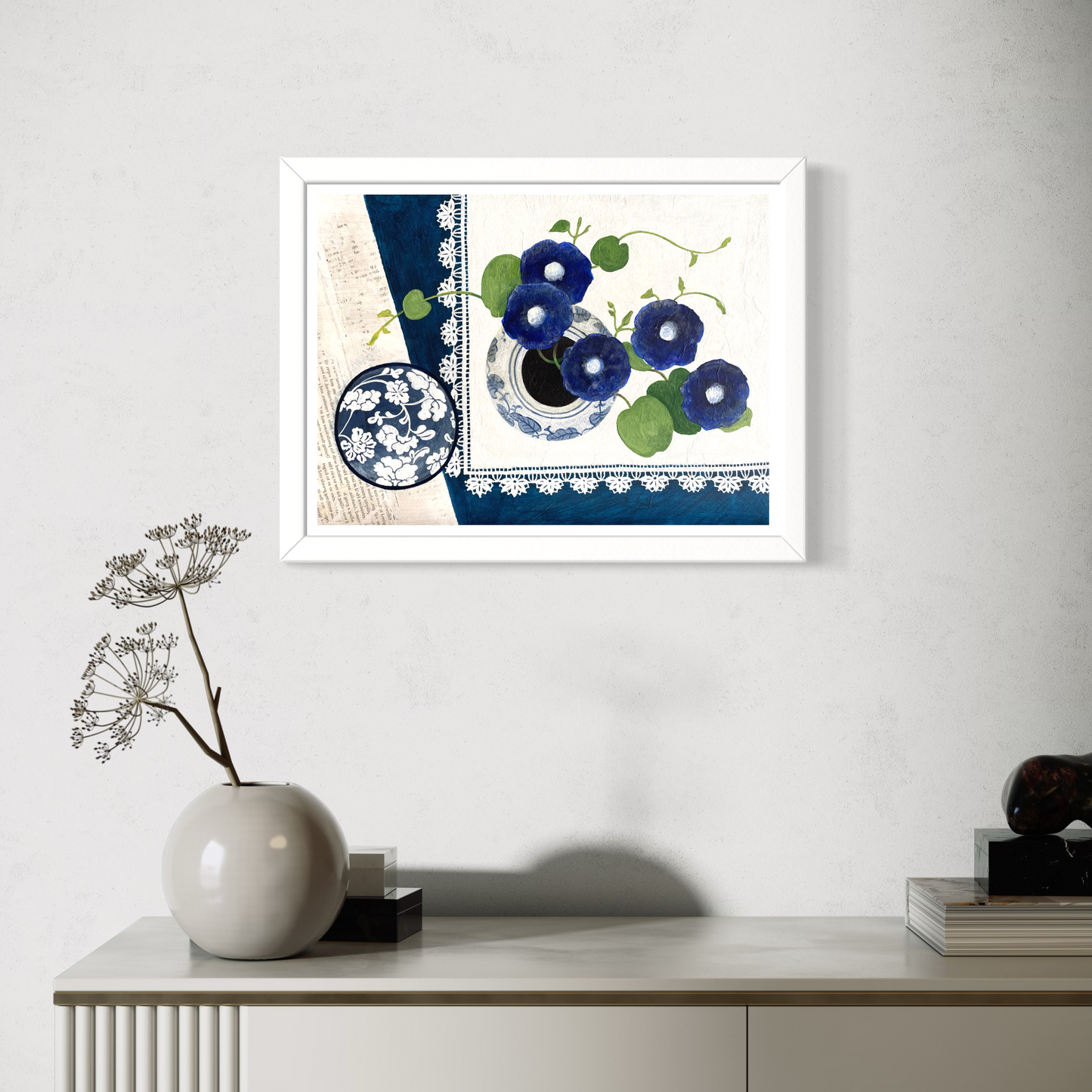 Blue Harmony | Floral Still Life | Mixed Media Original Artwork