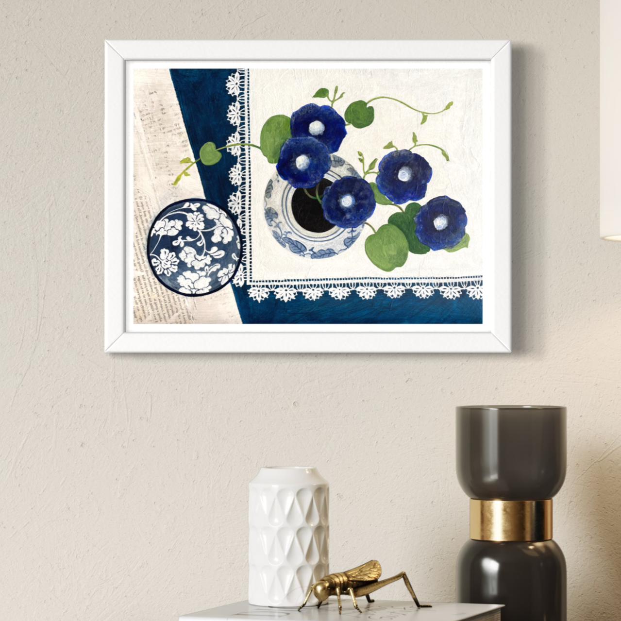 Blue Harmony | Floral Still Life | Mixed Media Original Artwork