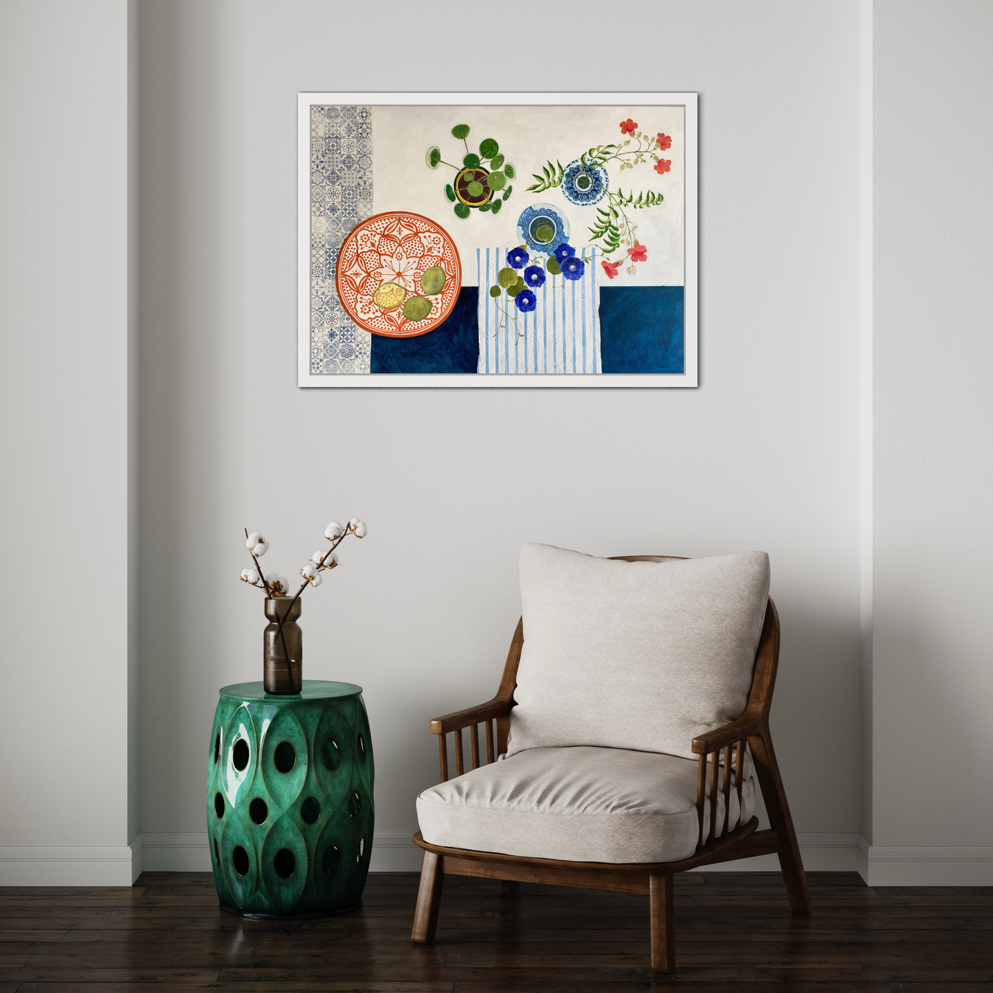 Moroccan Bowl | Floral Still Life | Mixed Media Original Artwork