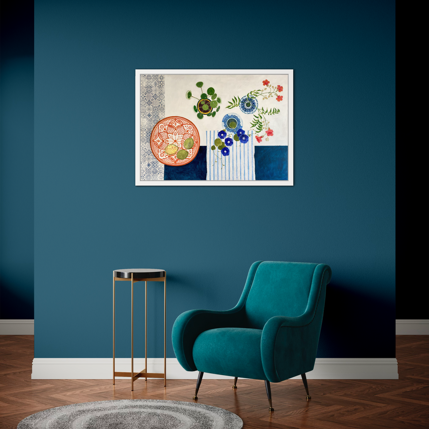 Moroccan Bowl | Floral Still Life | Mixed Media Original Artwork