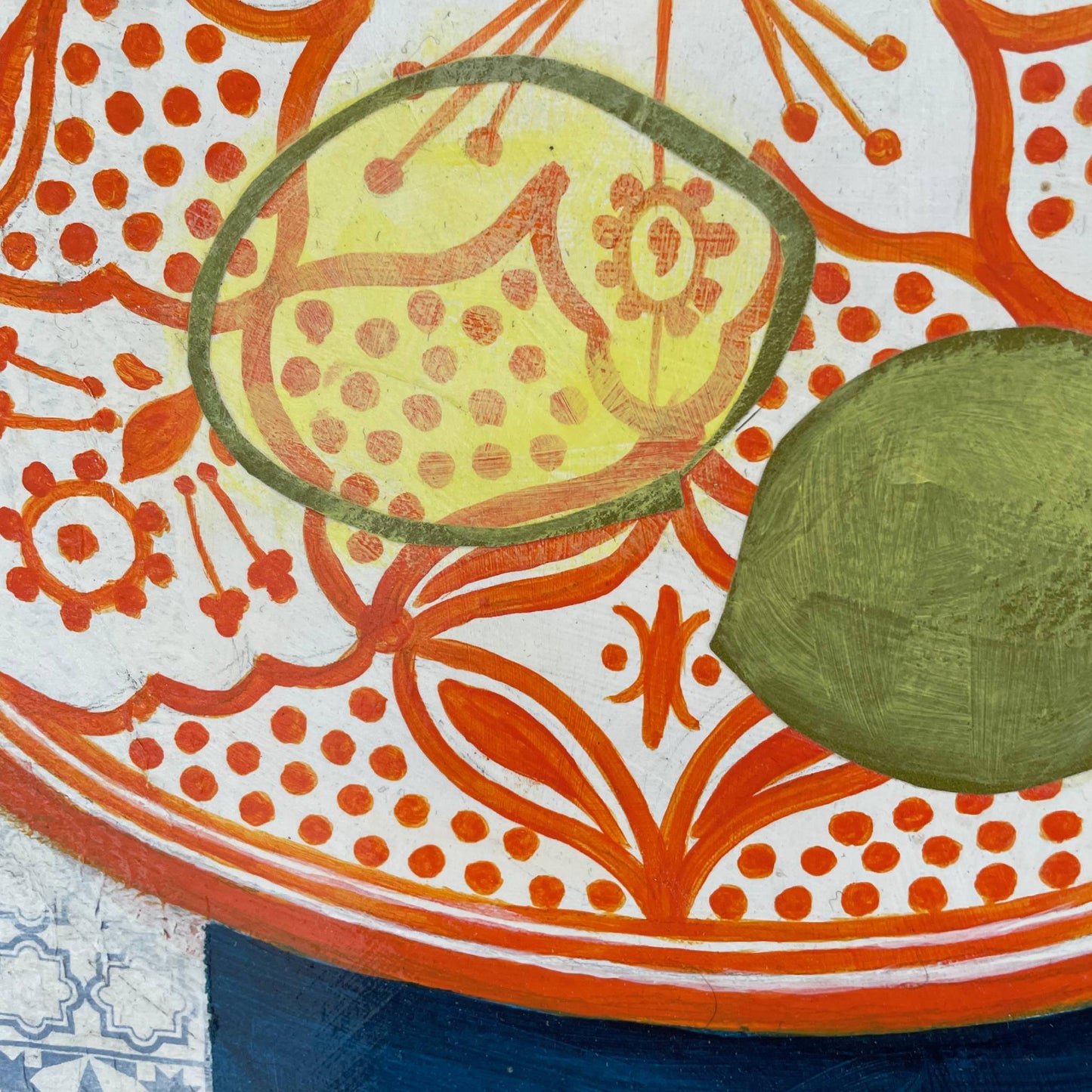 Moroccan Bowl | Floral Still Life | Mixed Media Original Artwork