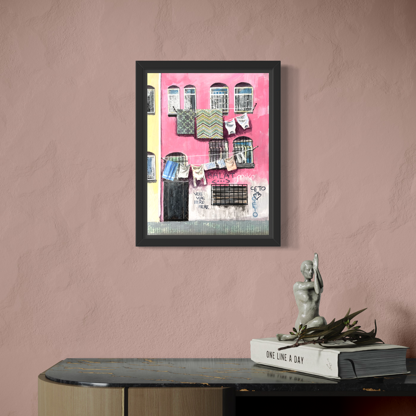 Pink House, Balat | Istanbul Series | Mixed Media Original Artwork