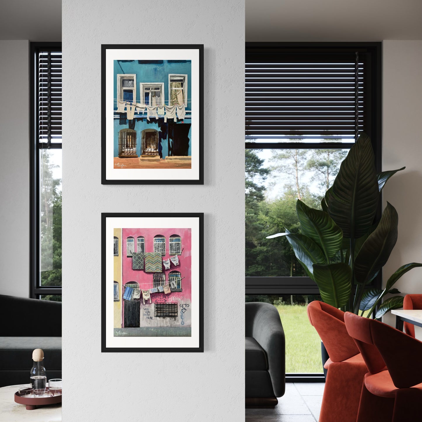 Balat Set | Two A3 Limited Edition Fine Art Prints | Black Frame