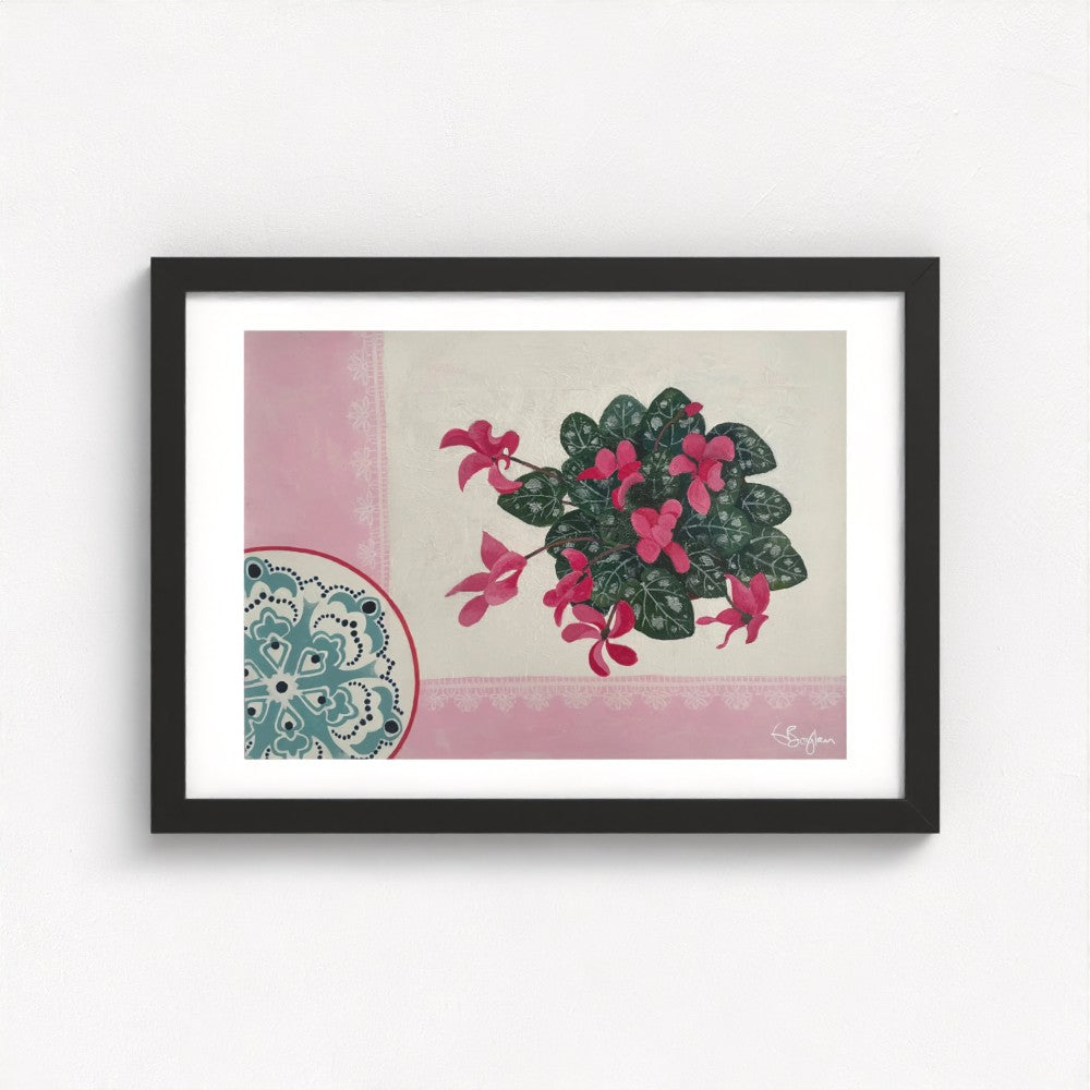 Floral Still Life Set | Four A3 Fine Art Prints | Black Frame