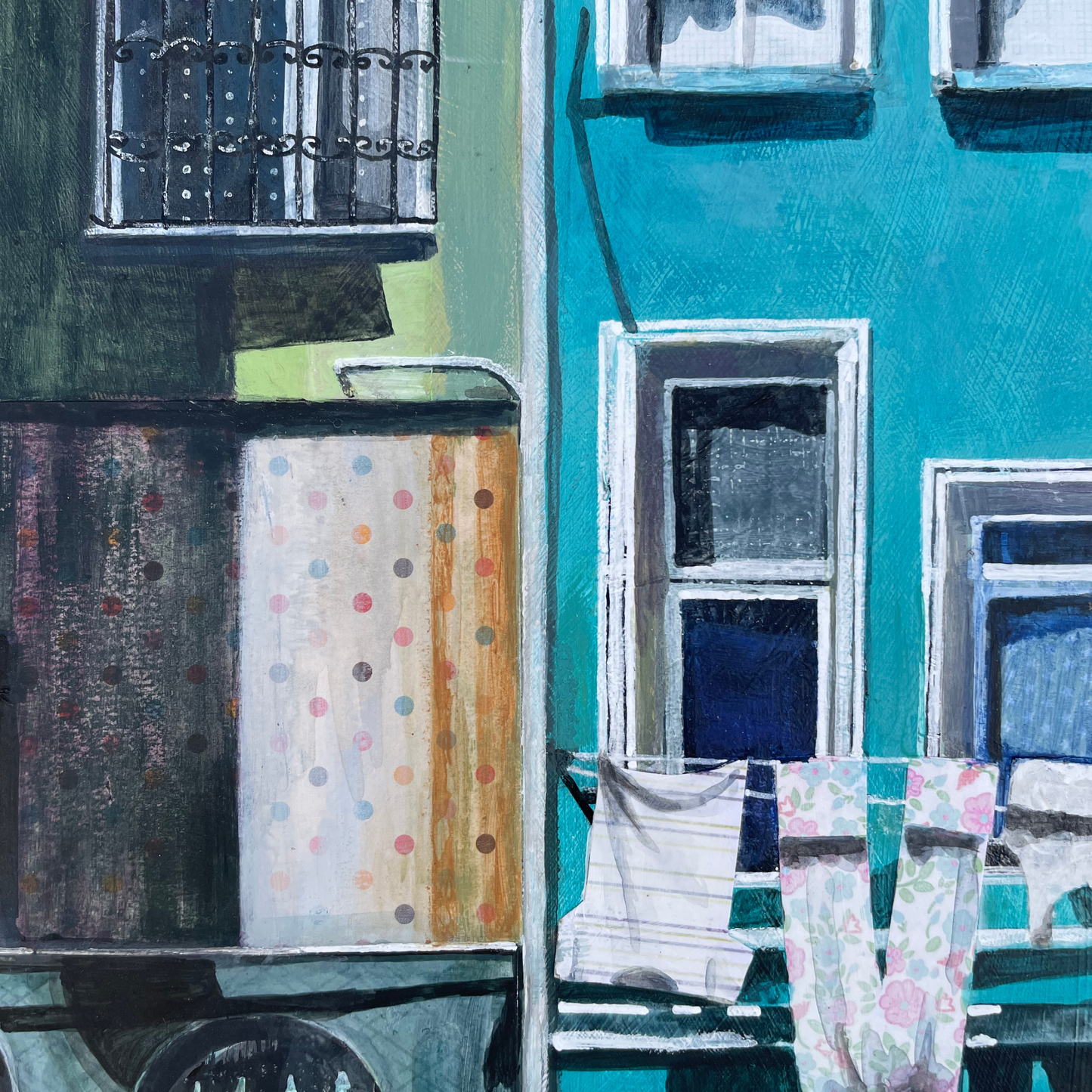 Sunlight and Shadows, Balat | Istanbul Series | Mixed-media Original Artwork