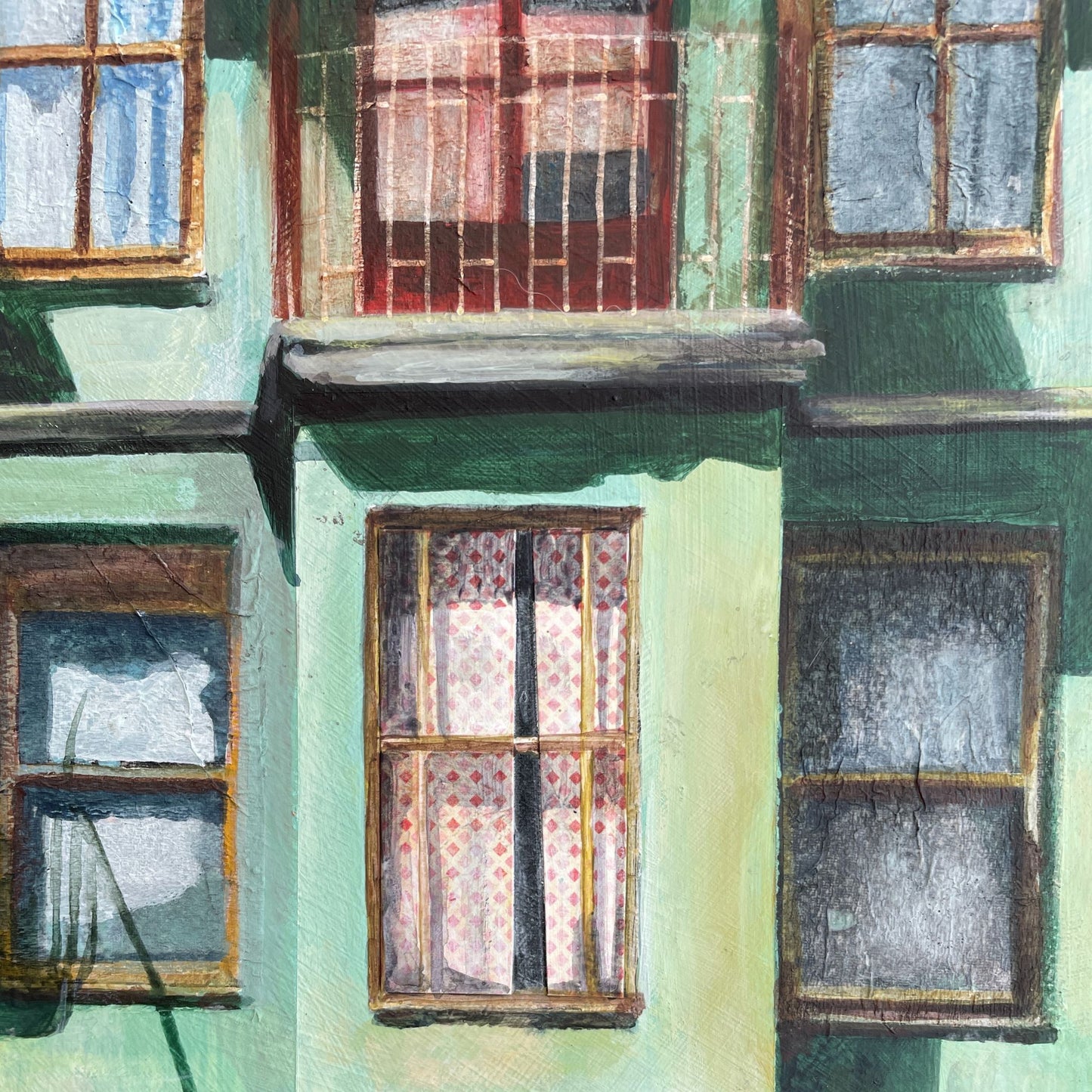 Patchwork Houses, Balat | Istanbul Series | Mixed Media Original Artwork