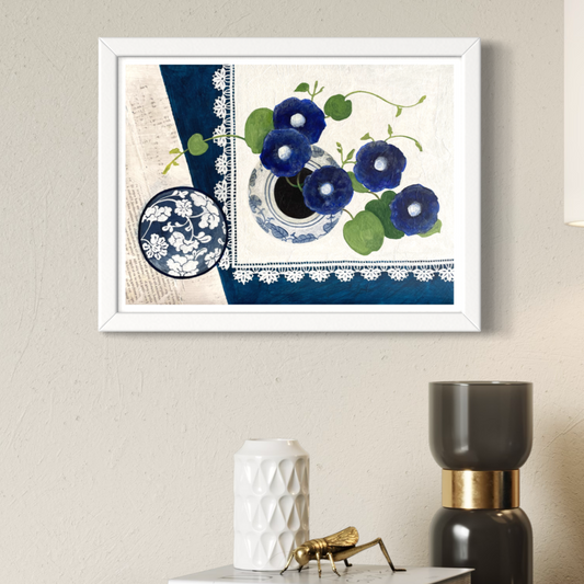 Blue Harmony | Floral Still Life | Mixed Media Original Artwork