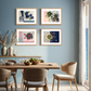 Floral Still Life Set | Four A3 Fine Art Prints | Natural Wood Frame