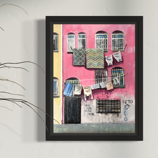 Pink House, Balat | Istanbul Series | Mixed Media Original Artwork