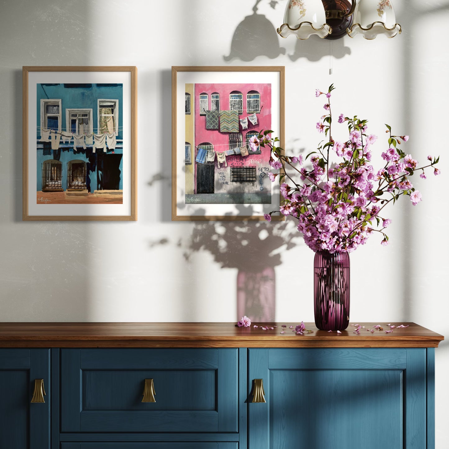 Balat Set | Two A3 Limited Edition Fine Art Prints | Natural Wood Frame