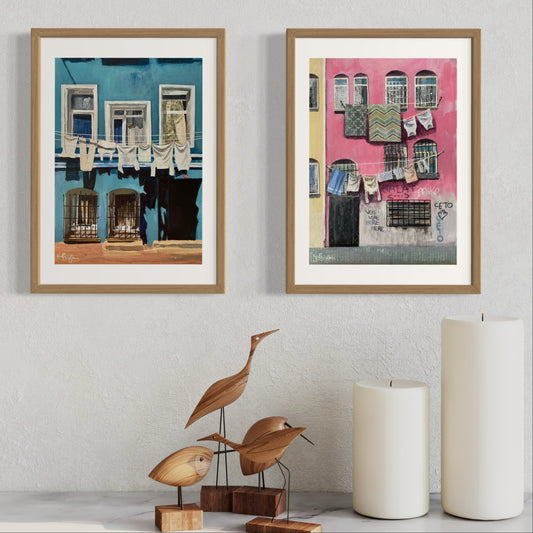 Balat Set | Two A3 Limited Edition Fine Art Prints | Natural Wood Frame