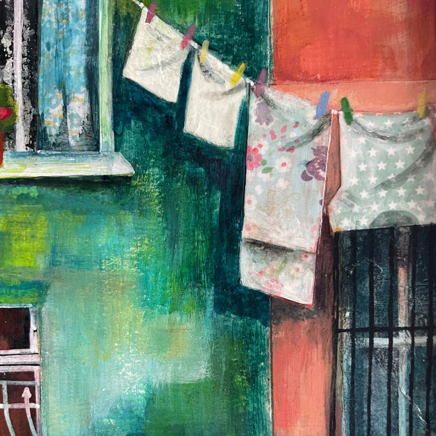 Laundry Day, Balat | Istanbul Series | Mixed Media Original Artwork